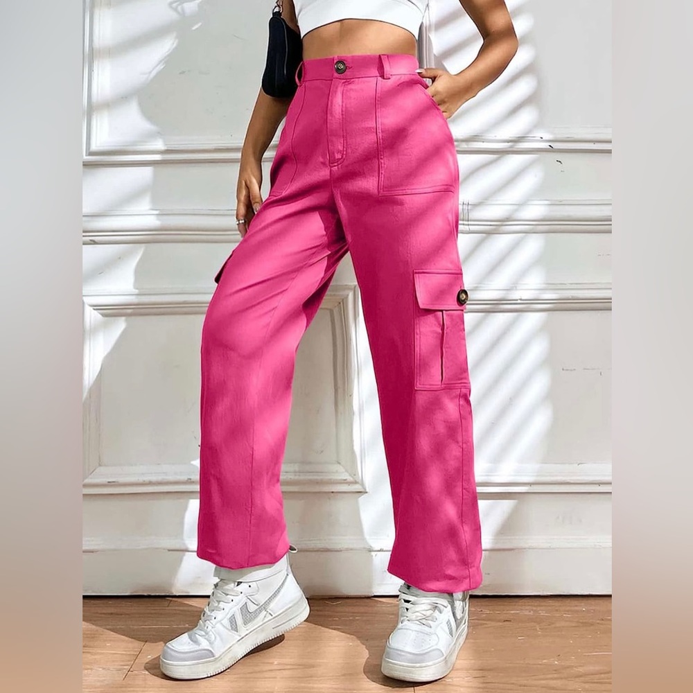 High-Rise Pink Cargo Joggers for Women